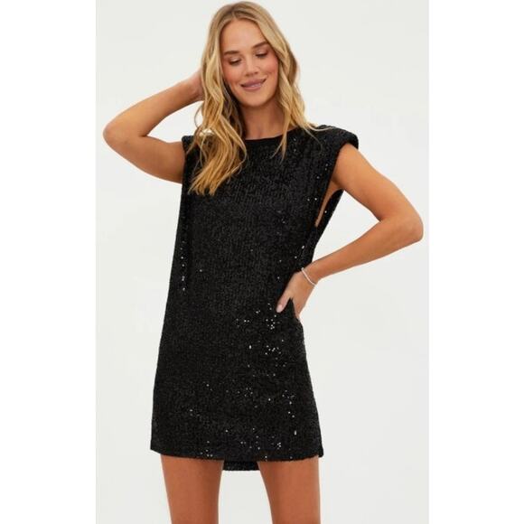 Beach Riot Mirabel Sequin Mini Dress in Black Midnight Sparkle Womens Size Small - Picture 1 of 6